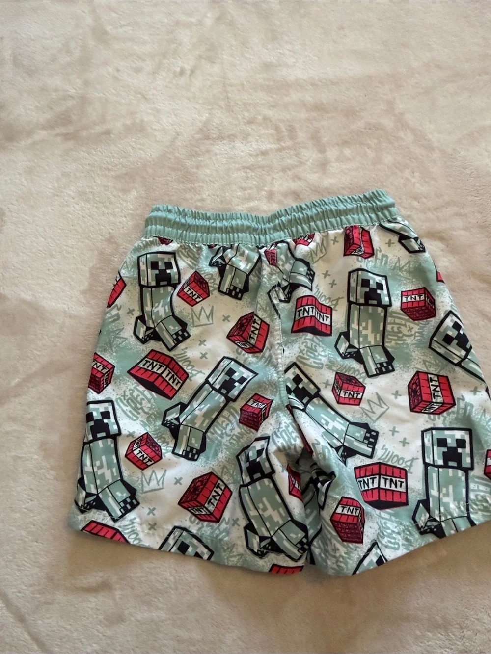 Boys' Light Green Creeper Print Swim Shorts